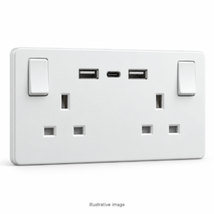 13A Double Socket with 2× USB-A + 1× USB-C 18W